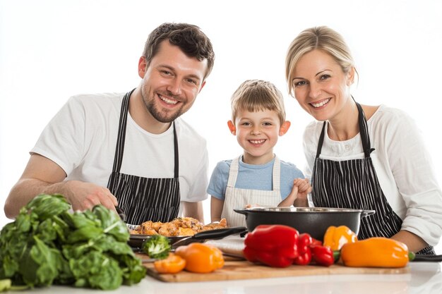 Happy family cooking